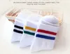 Unisex Women Socks Classic Two Stripes Cotton Socks 통기성 복고풍 구식 School Short Ladies Tube Socks Chaussette 11 Colors