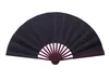 Fan grande preto liso mão DIY Folding Fan de seda chinesa Adulto Pintura de Belas Artes 10pcs Programa Decoração Artesanato Mens Presente / lot