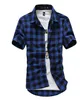 Rood Zwart Plaid Shirt Heren Shirts Zomer Mode Chemise Geruite Shirts Korte Mouw Heren Blouse257H