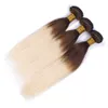 Peruanisches Braun zu den blonden Ombre-Menschenhaar-Bündel-Angeboten 3Pcs gerade # 4/613 Brown-Wurzel-Blondine-zwei Ton Ombre-Menschenhaar-Schuss spinnt