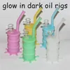 Nuovo arrivo Mini silicone dab rig Glow In Dark Silicone Water Pipe bong in vetro tubo dell'acqua in silicone barrel rig