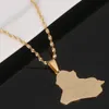 Collier pendentif carte de la république d'irak, couleur or, bijoux islamiques263z