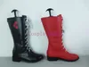 Suicide Squad Harley Quinn noir rouge longues chaussures de Cosplay bottes X002