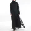 Fashion women Sequin embroidery lace perspective Abaya Muslim Women Long Cardigan Chiffon Blouse Turkish Islamic Clothing a870