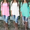 T-shirt Tops Frauen Knöpfe Unregelmäßige Shirts Rundkragen Langarm Bluse Frauen Mode Lose Beiläufige Blusas T-stücke Vestidos Kleidung B3835