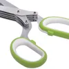 Cozinha Erva Scissors, Multipurpose Herb corte de aço inoxidável tesoura de cozinha Shears 5 Blades com escova de limpeza Tampa Comb