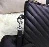 Newset Kadın V Dalga Desen Kart Debriyaj Çanta Siyah gerçek deri Nakış ipliği handbags'in 30cm akşam Partisi kavramaları çanta