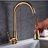 Free Shipping Three colors:Gold/Black/Chrome Pull Down Kitchen Faucet Solid Brass Swivel Pull Out Spray Sink Mixer Tap Water tap