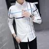 Camicia a maniche lunghe a righe da uomo nuova Camicia casual da uomo d'affari giovanile coreana britannica Slim camicia a colori misti