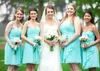 Modest kort A Line Country Bridesmaid Dresses Sweetheart Ruched Chiffon Ruffles Maid of Honor Party Gowns
