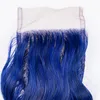 Nuevo Llega Extensiones de cabello azul mojado y ondulado 3 piezas con cierre de encaje Cabello virgen brasileño Paquetes de cabello con ondas de agua azul con cierre superior