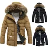 Moda Parkas Mężczyźni Marka Odzież Zimowa Kurtka Mężczyźni Thermal Hooded Grube Coat Casual Futro Hood Ciepłe Kurtki W Dół Znosić Q4