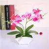 Artificial Butterfly Orchid Flower + vase Set Real Touch leaves Artificial Plants Overall Floral For Wedding Gift