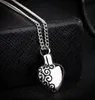 DHL Memorial Cremation Ashes Urn Ketting Love Heart Silver Necklacelocket Hanger Bot Ash Sieraden voor Mannen Vrouwen Hanger