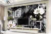 Papel de Parede 3d Custom foto väggmålning tapet modern abstrakt fyrkantig lotus blomma konst vardagsrum TV bakgrund tapeter för väggar 3d
