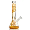 Golden Beaker Bong Tube droit Bongs avec Downstem Tree Oil Rigs Heady Glass Recycler Livraison gratuite