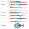 Mermaid Makeup Brush Set 21 pcs Powder Foundation Eyeshadow Eyebrow Diamond Eyes Make up Brushes Kit with Fish Tail