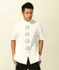 Shanghai Story Broderi Mäns Etniska Kläder Kinesisk stil Kortärmad Tang kostym Mandarin Collar Jacket Kungfu Top för mannen