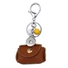 Mini Leather wallet alloy button pendant accessories Noosa button Jingle Bells Charms Car Key chain ladies children's Key Rings