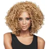 Afro kinky kort lockigt hår peruk 4 färger kvinnor svart brun peruker simulering mänskliga full syntetiska spets hår