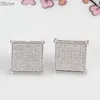 newest Trendy fashion square Stud Earrings gold filled Cubic Zircon CZ Earrings wedding jewelry for men women