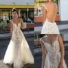 Berta Spring 2019 인어 웨딩 드레스 오버 킷 스파게티 레이스 백울 브라가 가운 Vestido de Novia Beach Plus 크기 웨딩 드레스