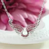 Elegant girl crystal necklace shiny plating angel wing necklaces for women nice gift Valentine's Day 5 color free ship