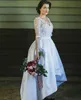 Stunning High Low Garden Wedding Dresses Floral V-Neck Lace Saudi Arabia Plus Size Ball Custom Vestido de novia Formal Bridal Gown Arabic