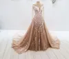 Charmante robe de soirée pour femmes de Dubaï avec surjupe, col en bijou, perles en dentelle, appliques florales, manches longues, robe de bal transparente, robe de tapis rouge