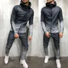 Conjunto de agasalho masculino gradiente zip up hoodie superior bottoms jogging joggers ginásio suores fino ajuste mais novo style3429061