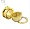 1 Pair Stainless Steel Ear Tunnels Plugs Gold Silver Black Expander Stretcher Ear Gauges Piercing Jewelry