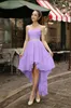 Red Custom Made Graceful High Quality Hi-Lo Bridesmaid Dresses Chiffon Maid of the Honor Lace-up Back Wedding Guest Dress