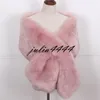 2019 Burgundy Bridal Stick Wraps Färgglada Faux Fur Sjal Kvinnor Vinter Wrap för Tjej Prom Cocktail Party Billiga I lager 11 Färger Billiga