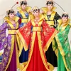 Высокое качество принцесса королева королевский трейлинг древний костюм hanfu платье этап фотографии Винтаж китайский стиль вышивка снаряжение