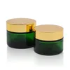 Zielony szklany słoik kosmetyczny balsam kremowy słoiki okrągłe szklane probówki z wewnętrznymi wkładkami pp 20g 30g 50g słoik kosmetyczny