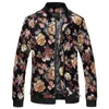 2018 chaqueta de moda para hombre, chaqueta de bombardero ajustada con estampado de flores, cazadora con cremallera para hombre, chaquetas informales para hombre
