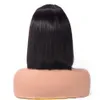 Short Bob Lace Front Wigs Middle Part Brazilian Straight Human Hair Wig For Women Natural Color 130%