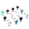 Mode Silver Plated Natural Stone Ring Geometri Opal Vit Blå Turkos Druzy Ring för Kvinnor Smycken