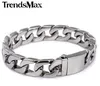 Pulsera Trendsmax de acero inoxidable 316L de 13mm para hombre, pulsera de Color plateado HB83287q