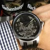 저렴한 새로운 집행 1713-139 SkeletonTourbillon 1713-139 / 43 블루 해골 다이얼 자동 남성 시계 PVD 블루 베젤 가죽 스트랩 시계