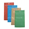 New 100pcs Many Size Tear Notch Flat Pouches Orange Blue Green Gold Mylar Foil Zip Lock Stock Bag with Hang Hole