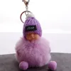 Cute Sleeping Baby Doll Keychains For Women Bag Key Ring 8cm Fluffy Pompom Faux Fur Ball Keyrings Trinket Jewelry 5 Styles Kimter-H605Q A