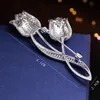 Tulip Flower CZ Brooch Pin Elegant Rose Flower Cubic Zircon Brooches For Wedding Costume Accessories Jewelry Valentine039s Day 1137956