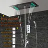 Baignoire robinet de douche dissimulée mélangeur thermostatique panneau mural de laiton de bec de bec de bec robinet de douche LED Plafond housse de pluie cascade spa Ducha