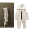 Nouveau-né bébé garçon vêtements coton dinosaure à capuche barboteuse combinaison tenues infantile enfant en bas âge garçon vêtements à manches longues solide bébé barboteuses automne