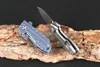 Högkvalitativ HY Mini Small Frlipper Folding Knife D2 Drop Point Blade TC4 Titaniumlegering Handle Boll Bearing EDC Pocket Knives Present Kniv