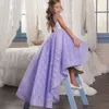 Flowers Purple Flower Girl Dresses Cute Knee Length Cap Sleeves Kids Formal Wears for Summer Country Weddings