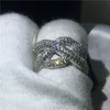 Mode Kreuz Ring 925 Sterling Silber Pave Fassung 5A Cz Verlobung Ehering für Frauen Brautschmuck