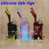 Venta al por mayor Mini plataformas de silicona Dab Jar Bongs Jar Tubería de agua Silicon Oil Drum Rigs tuberías de agua de silicona bubbler de silicona bong