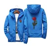 Red Rose Printed Casual Jackets Men Women Hooded Windbreaker Male Female Solid Color Embroidery Coats Asian Size S-7XL